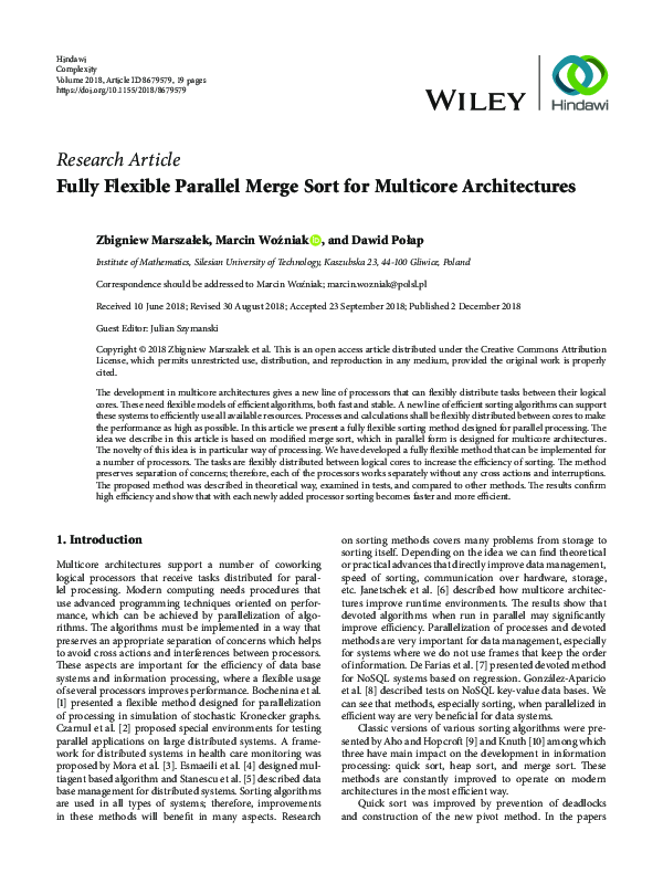 (PDF) Fully Flexible Parallel Merge Sort for Multicore Architectures