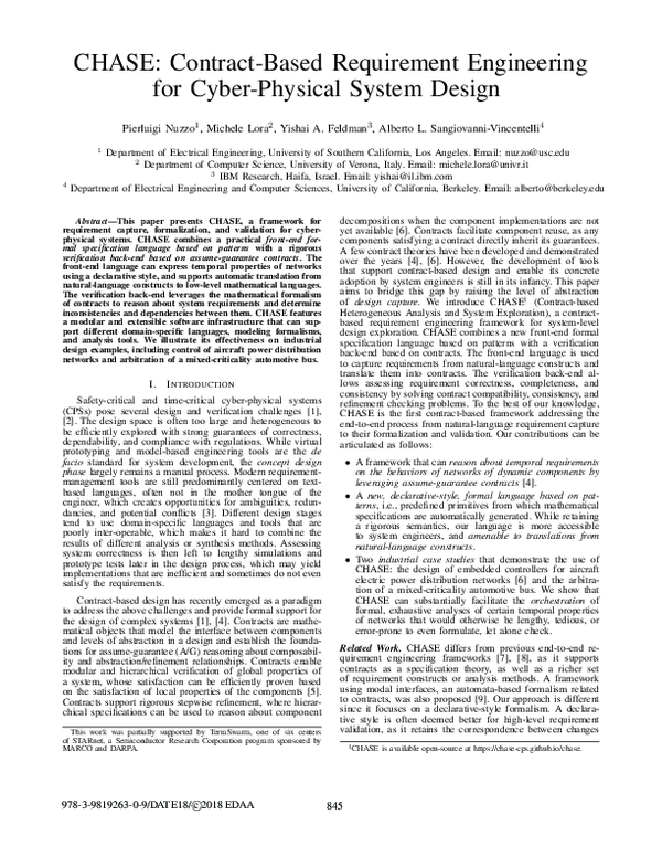 (PDF) CHASE: Contract-based requirement engineering for cyber-physical ...
