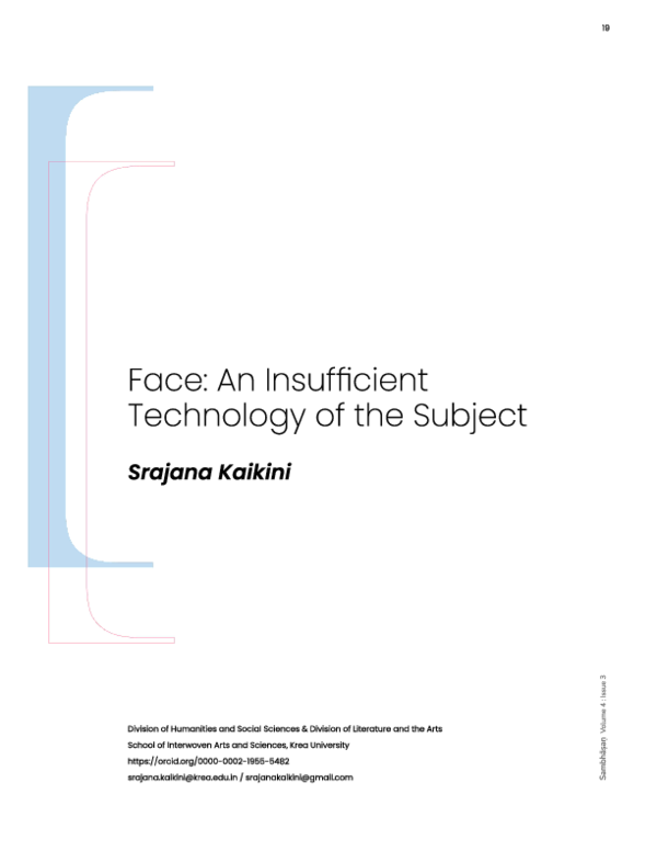 (PDF) Face: An Insufficient Technology of the Subject