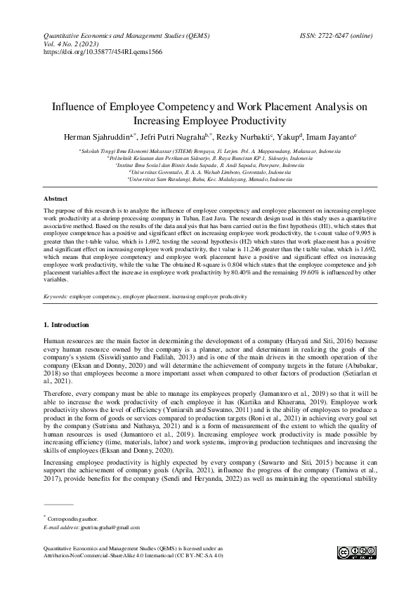 (PDF) Influence of Employee Competency and Work Placement Analysis on ...
