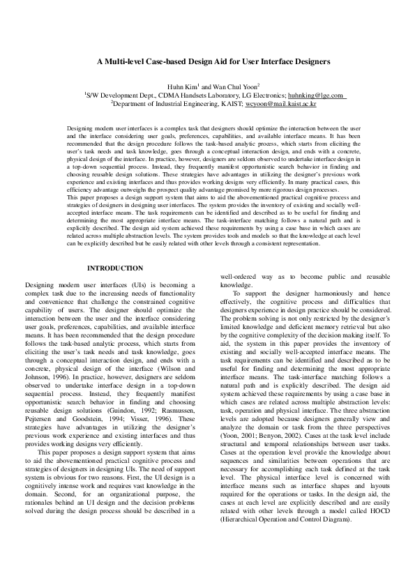 (PDF) A Multi-level Case-based Design Aid for User Interface Designers