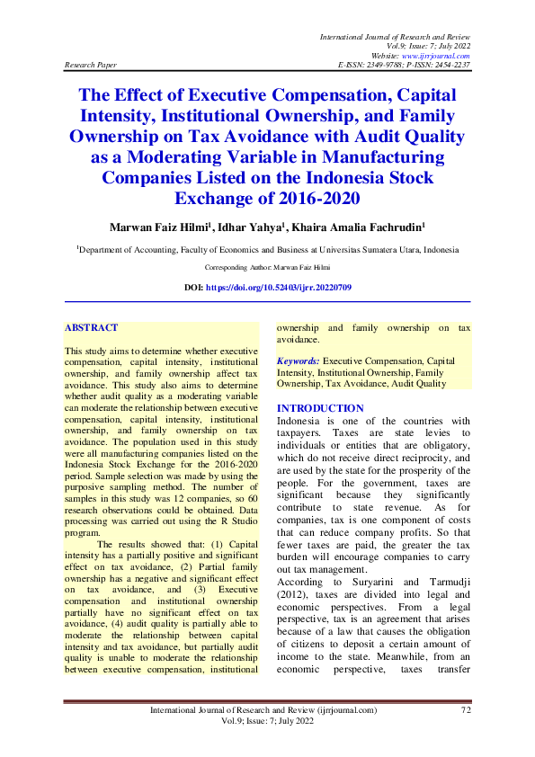 (PDF) The Effect of Executive Compensation, Capital Intensity ...