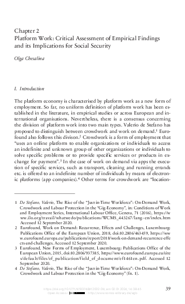 (PDF) Chapter 2 Platform Work: Critical Assessment of Empirical ...