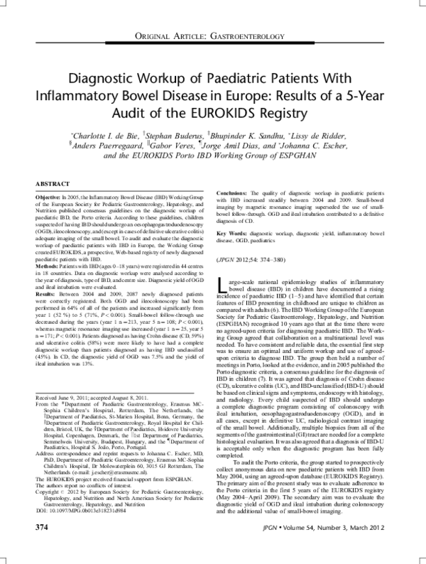 (PDF) Diagnostic Workup of Paediatric Patients With Inflammatory Bowel ...