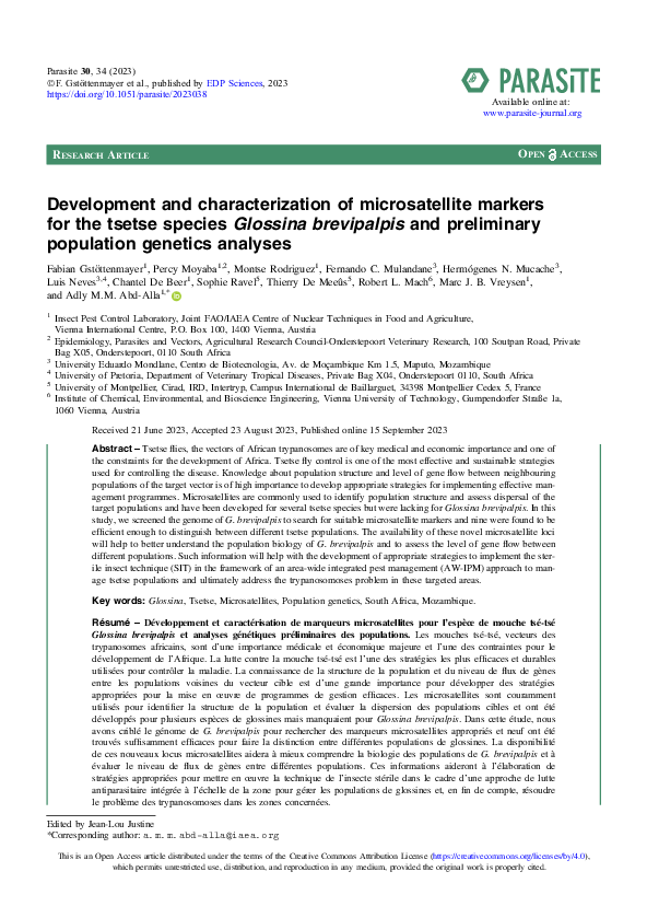 (PDF) Development and characterization of microsatellite markers for ...