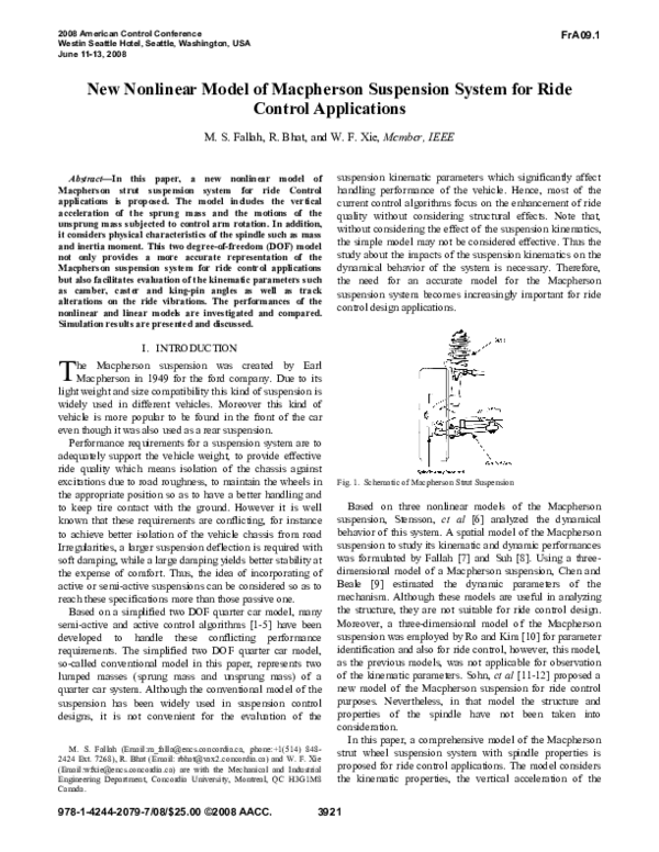 (PDF) New nonlinear model of macpherson suspension system for ride ...