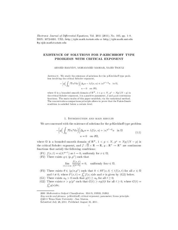 (PDF) Existence of Solutions for P-Kirchhoff Type Problems with ...
