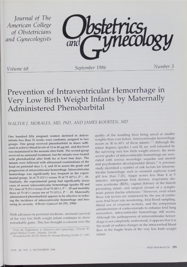 (PDF) Prevention of intraventricular hemorrhage in preterm infants