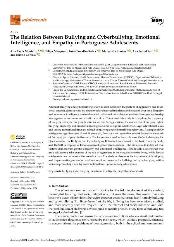 (PDF) The Relation Between Bullying and Cyberbullying, Emotional ...