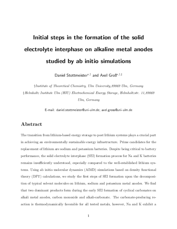 (PDF) Initial steps in the formation of the solid electrolyte ...