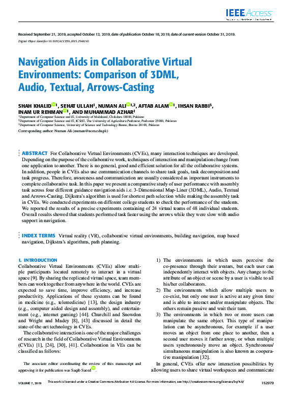 (PDF) Navigation Aids in Collaborative Virtual Environments: Comparison ...