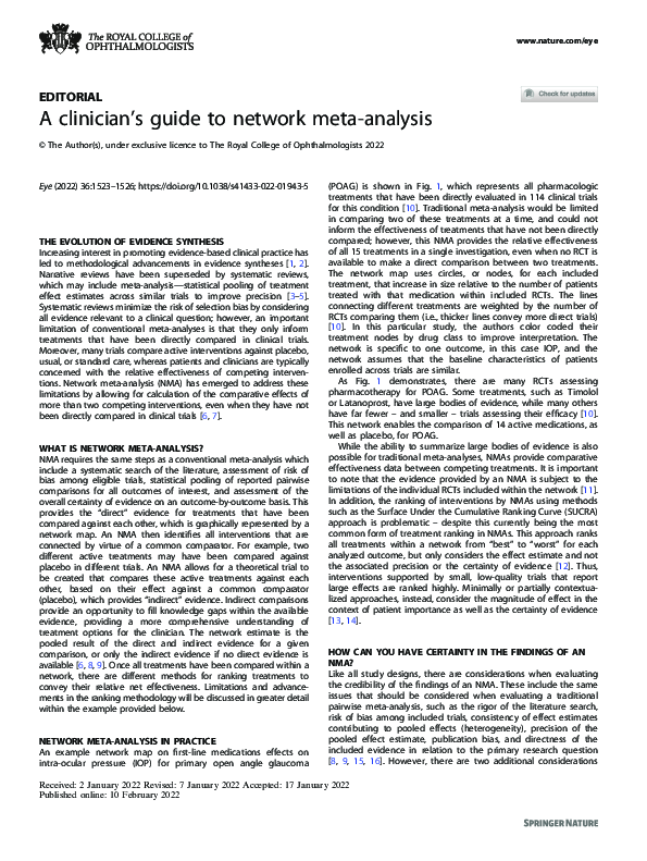 (PDF) A clinician’s guide to network meta-analysis