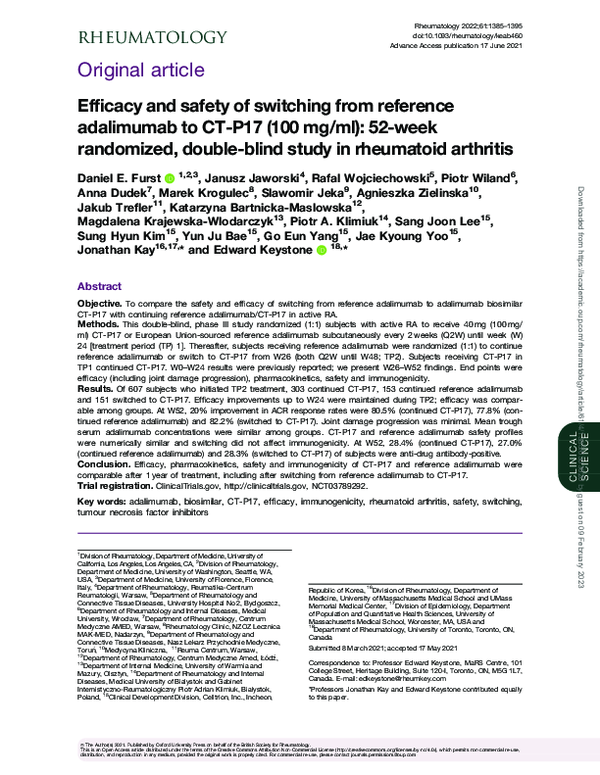 (PDF) Efficacy and safety of switching from reference adalimumab to SB5 ...