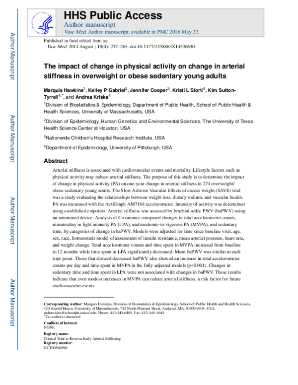 (PDF) The impact of change in physical activity on change in arterial ...
