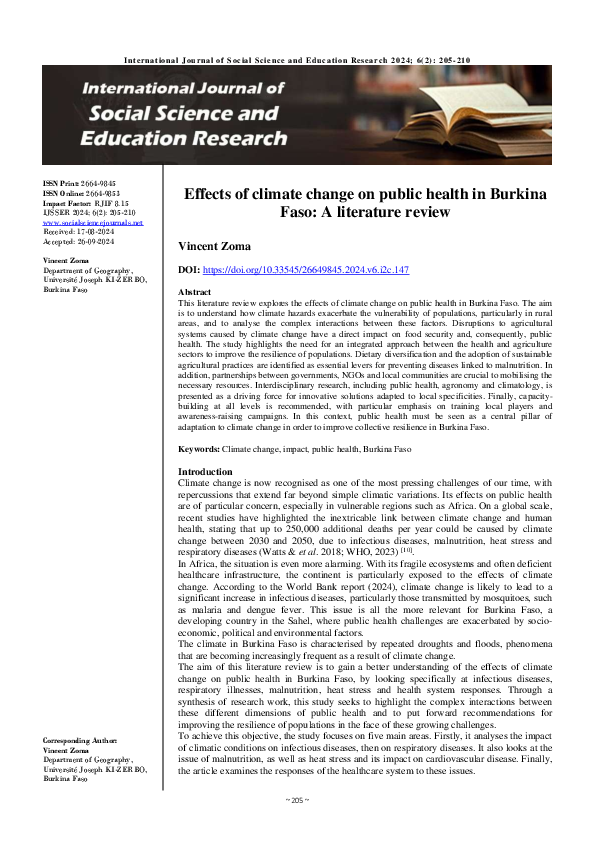 (PDF) Effects of climate change on public health in Burkina Faso: A ...