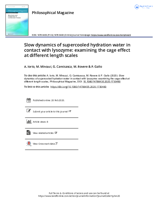 (PDF) Slow dynamics of supercooled hydration water in contact with ...