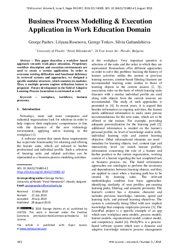 (PDF) Business Process Modelling & Execution Application in Work ...