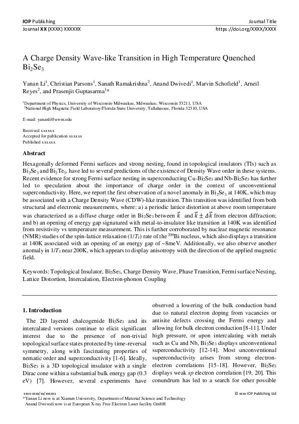 (PDF) A Charge Density Wave-like Transition in High Temperature ...