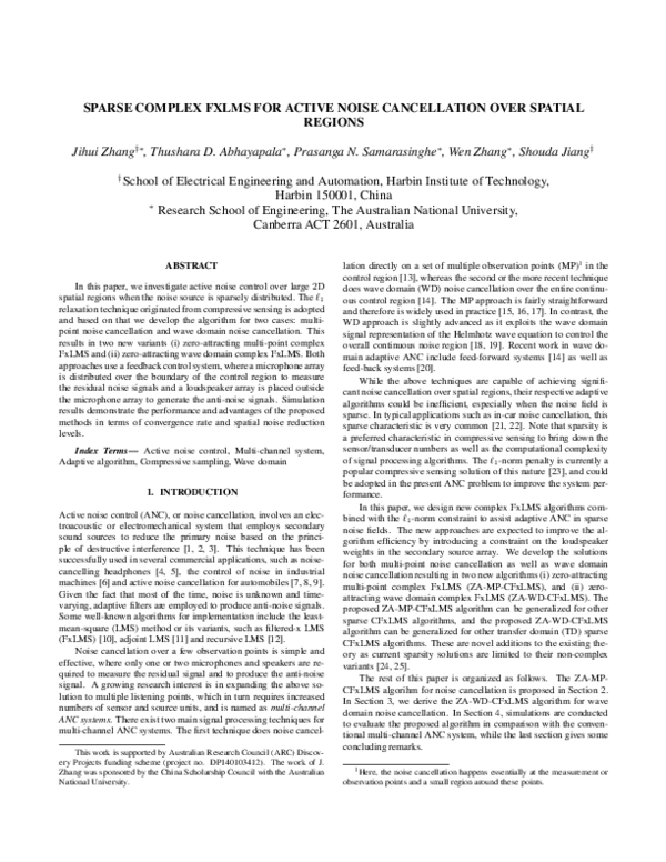 (PDF) Sparse complex FxLMS for active noise cancellation over spatial ...