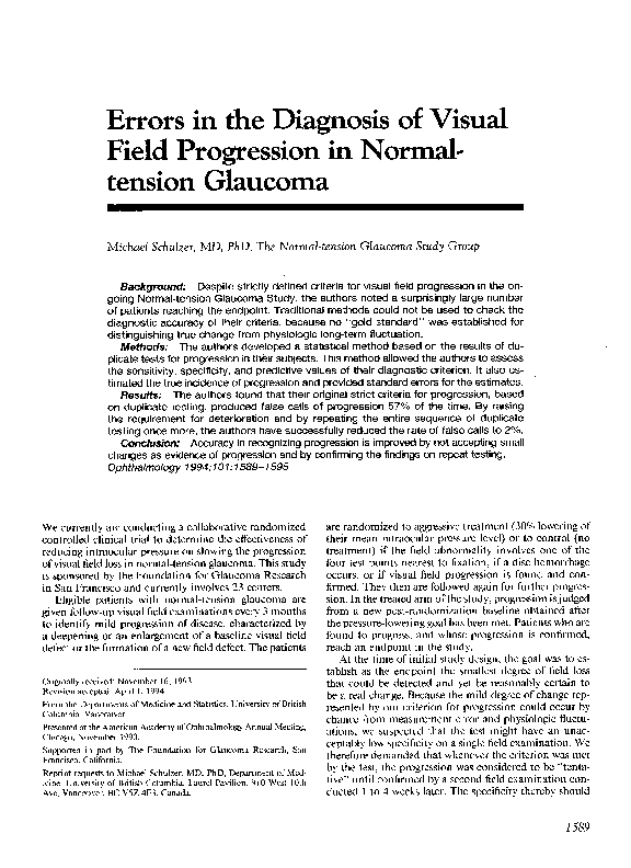 (PDF) Errors in the Diagnosis of Visual Field Progression in Normal ...