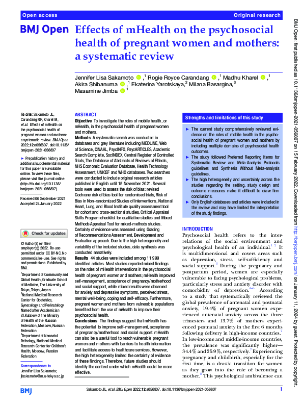 (PDF) Effects of mHealth on the psychosocial health of pregnant women ...