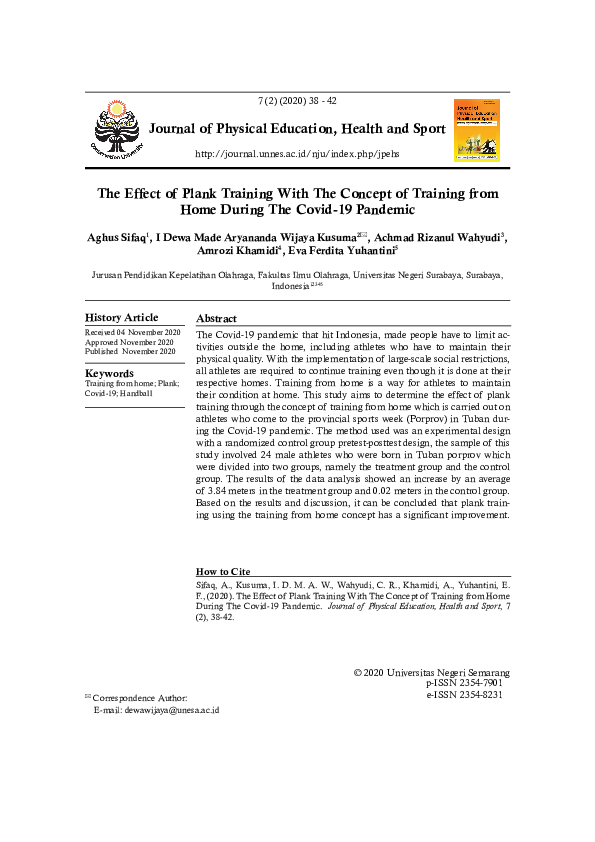(PDF) The Effect of Plank Training With The Concept of Training from ...
