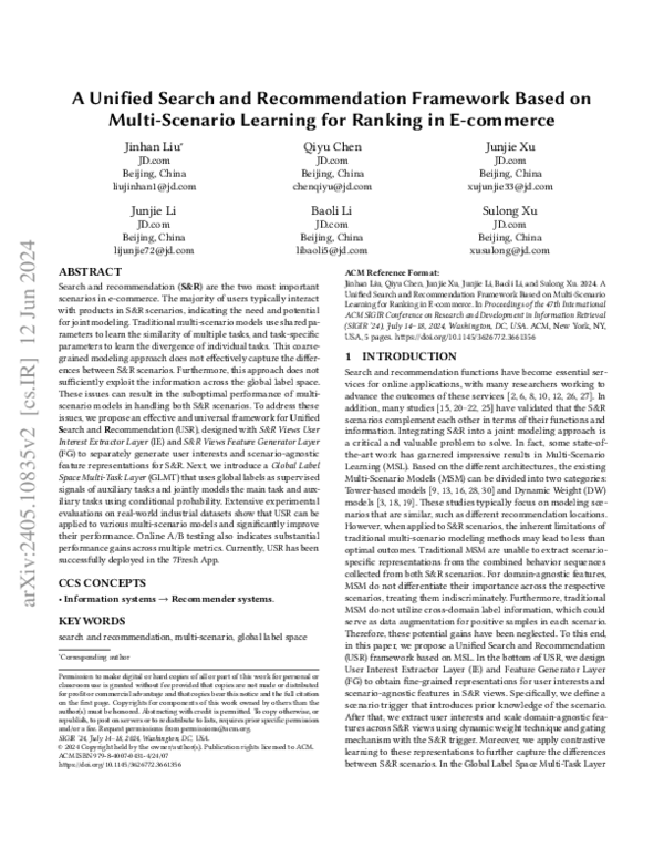 (PDF) A Unified Search and Recommendation Framework Based on Multi ...