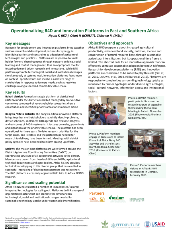 (PDF) Operationalizing R4D and innovation platforms in East and ...