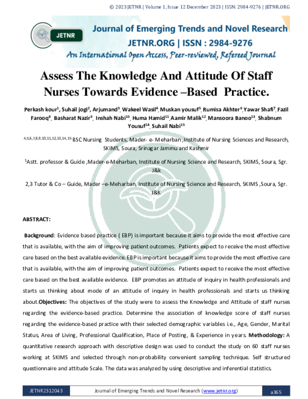 (PDF) Assess The Knowledge And Attitude Of Staff Nurses Towards ...