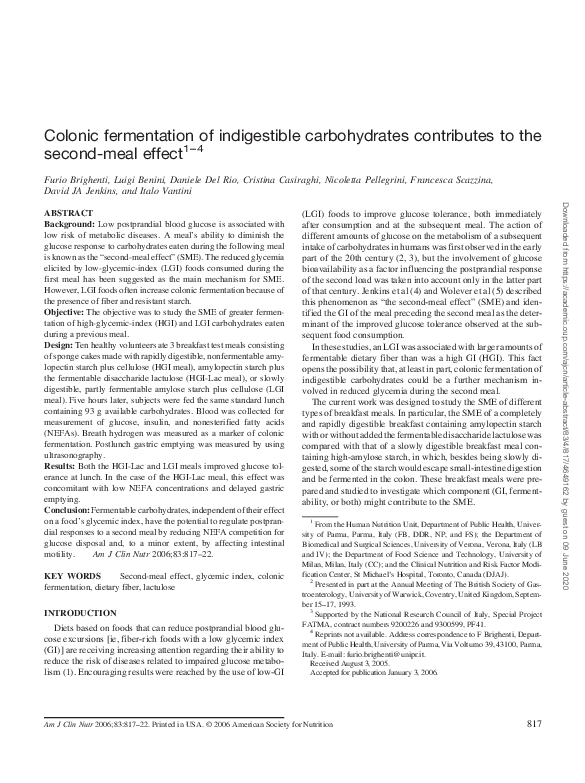 (PDF) Colonic fermentation of indigestible carbohydrates contributes to ...