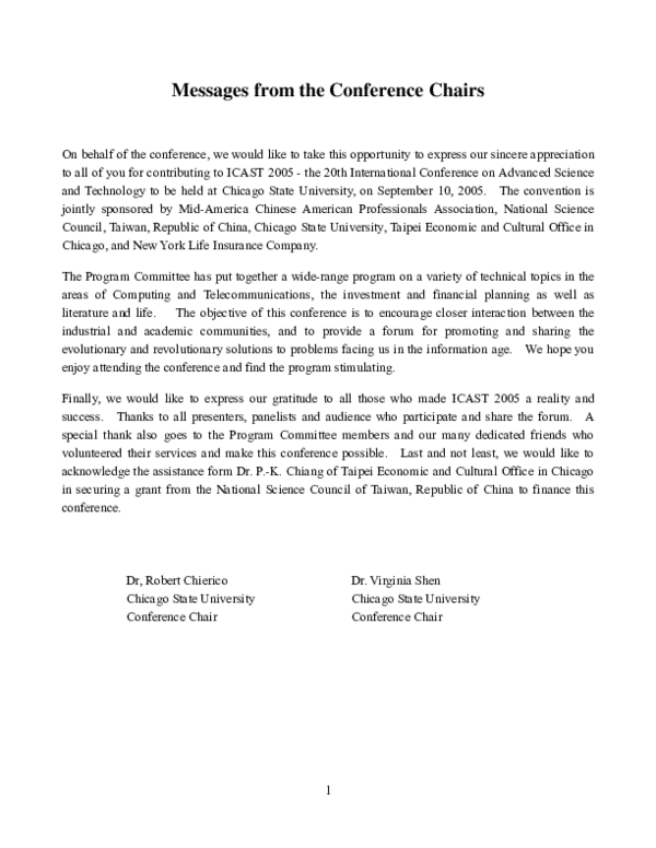 (PDF) Messages from the conference chairs