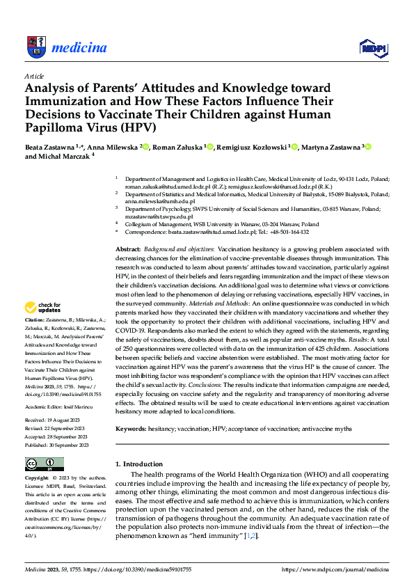 (PDF) Analysis of Parents’ Attitudes and Knowledge toward Immunization ...