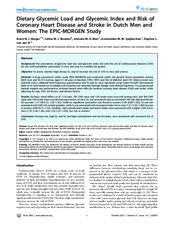 (PDF) Dietary Glycemic Load and Glycemic Index and Risk of Coronary ...