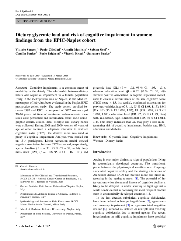 (PDF) Dietary glycemic load and risk of cognitive impairment in women ...