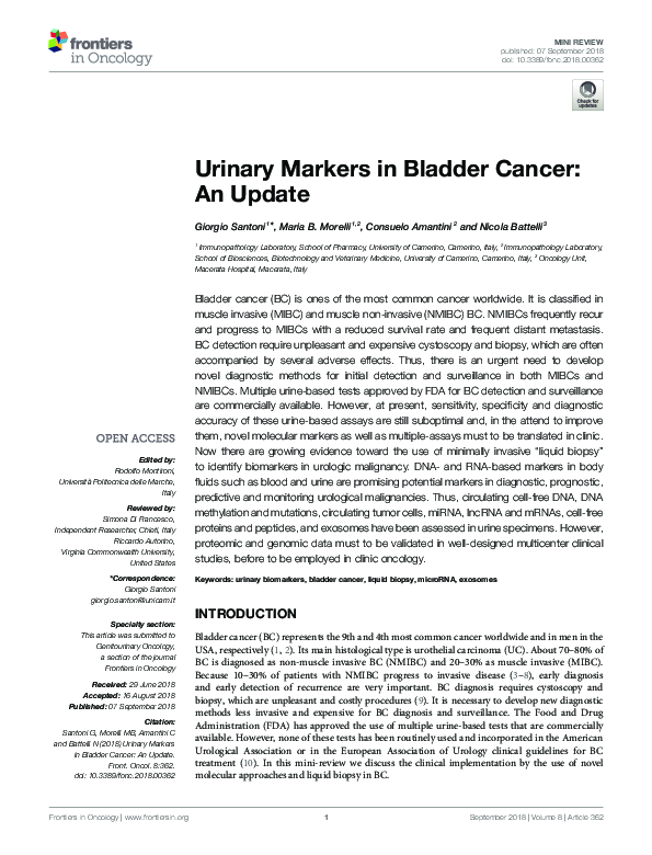 (PDF) Urinary Markers in Bladder Cancer: An Update