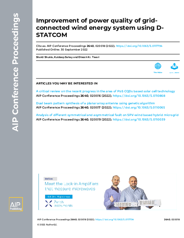 (PDF) Improvement of power quality of grid-connected wind energy system ...