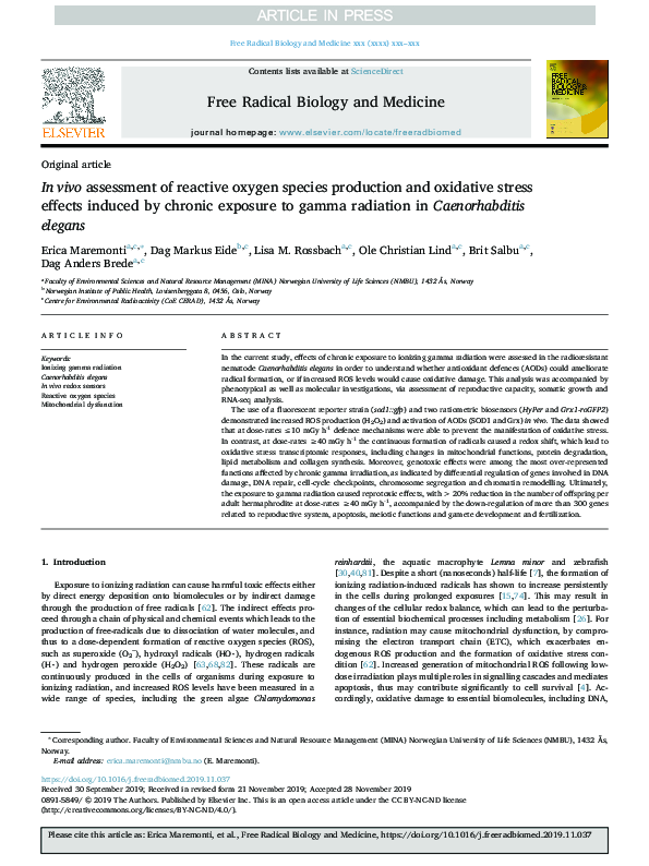(PDF) In vivo assessment of reactive oxygen species production and ...