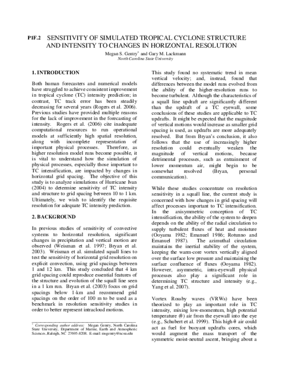 (PDF) Sensitivity of Simulated Tropical Cyclone Structure and Intensity ...