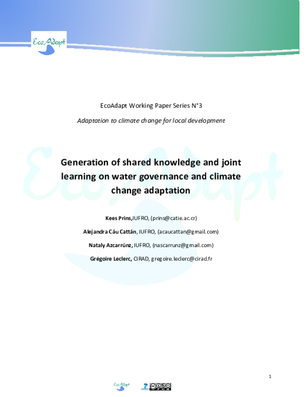 (PDF) Adaptation to climate change for local development Generation of ...
