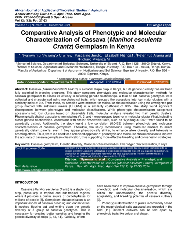 (PDF) Comparative Analysis of Phenotypic and Molecular Characterization ...