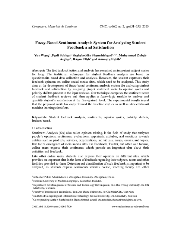 (PDF) Fuzzy-Based Sentiment Analysis System for Analyzing Student ...