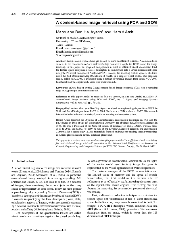 (PDF) A content-based image retrieval using PCA and SOM