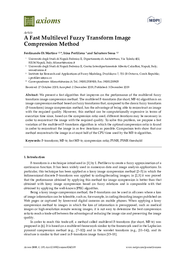 (PDF) A Fast Multilevel Fuzzy Transform Image Compression Method