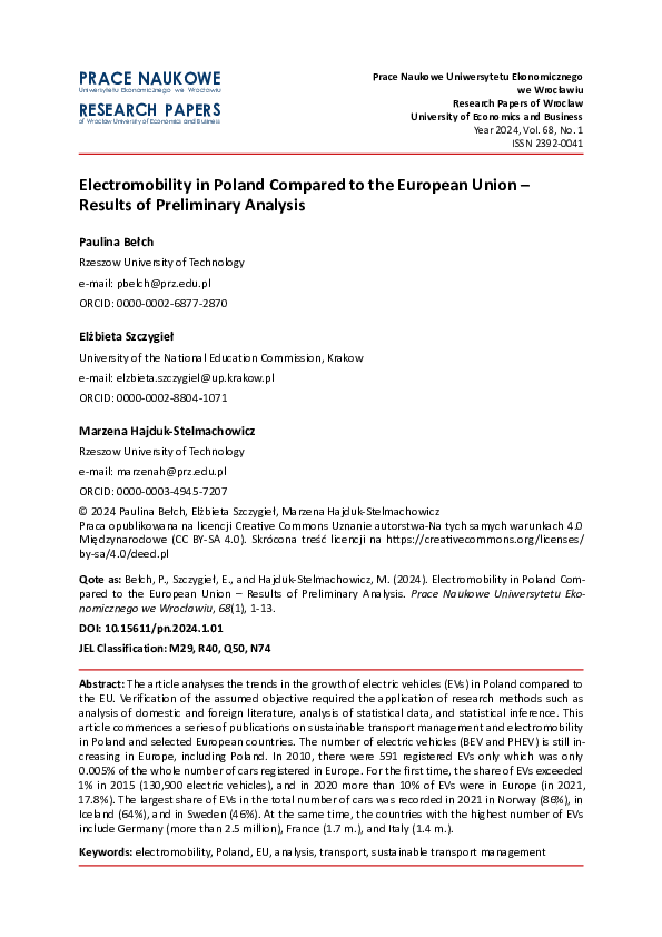 (PDF) Electromobility in Poland Compared to the European Union ...