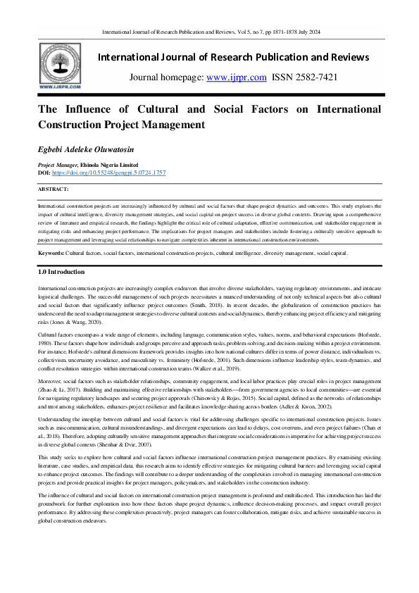 (PDF) The Influence of Cultural and Social Factors on International ...