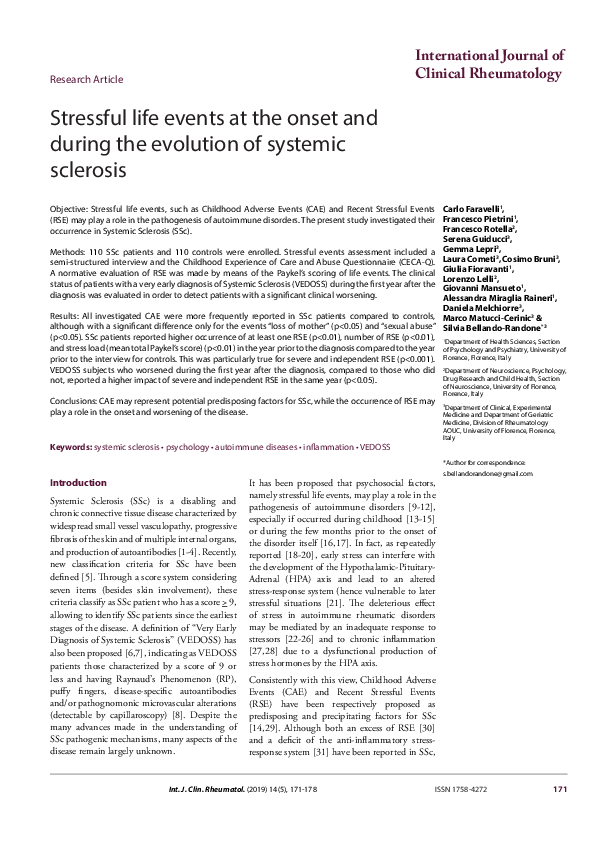 (PDF) Stressful life events at the onset and during the evolution of ...