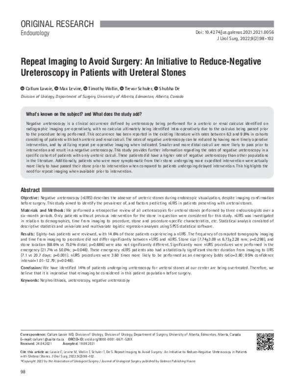 (PDF) Repeat Imaging to Avoid Surgery: An Initiative to Reduce-Negative ...