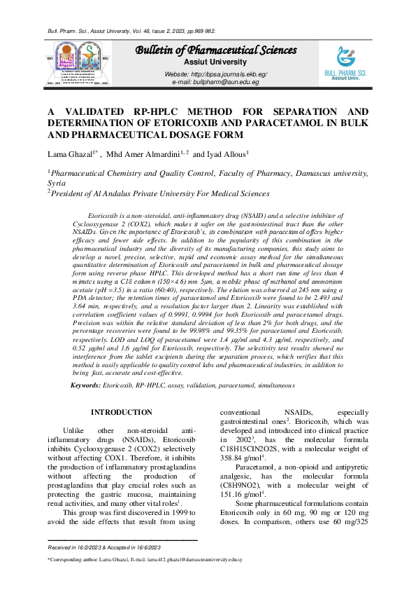 (PDF) A validated RP-HPLC method for separation and determination of ...