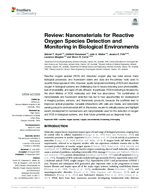 (PDF) Review: Nanomaterials for Reactive Oxygen Species Detection and ...