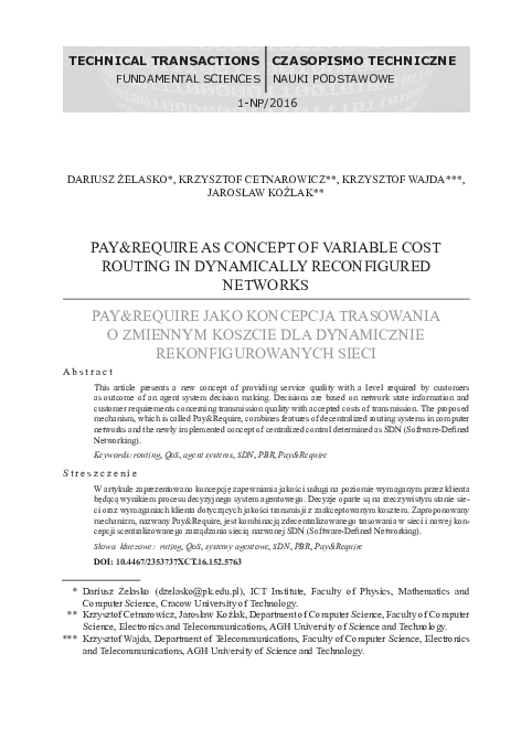 (PDF) Pay&Require as concept of variable cost routing in dynamically ...